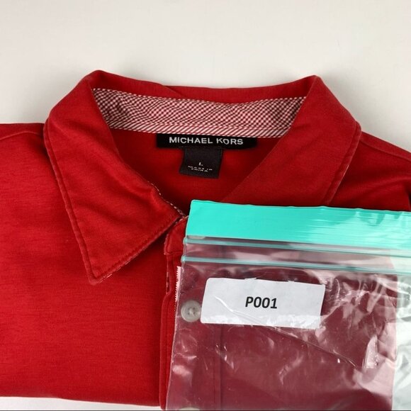 Men’s Red Golf Polo Shirt with Gingham Pattern Large - Picture 8 of 8